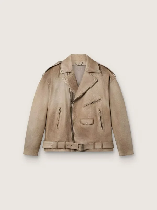 Giacca unisex in pelle trattata e tinta a mano
